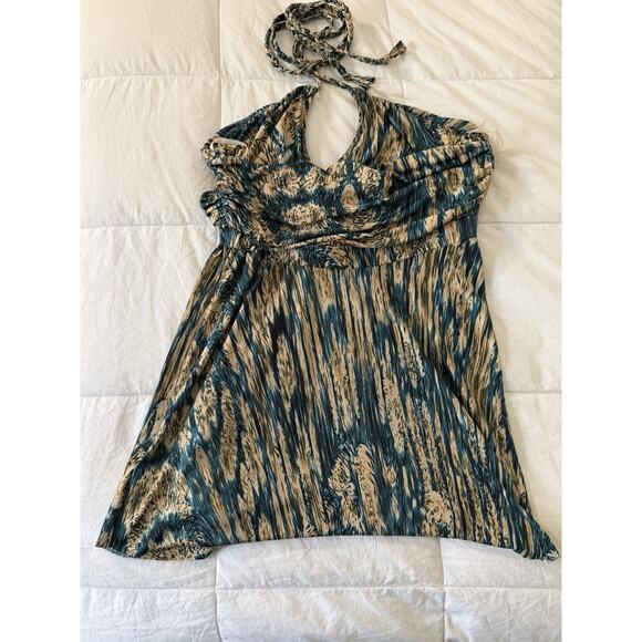 Vintage Y2K T Bags Los Angeles Keyhole Halter Top Babydoll Flowy Boho Sz S Teal - Picture 5 of 8